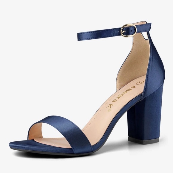 Allegra K Shoes - Allegra K Navy Ankle Strap Block Heels 9.5 NEW